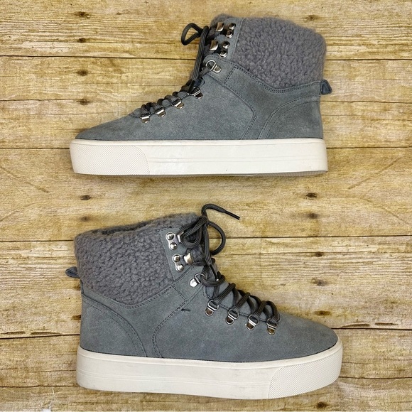 NEW Marc Fisher Darlene Suede Sherpa High Top Bootie Sneakers - Picture 6 of 12